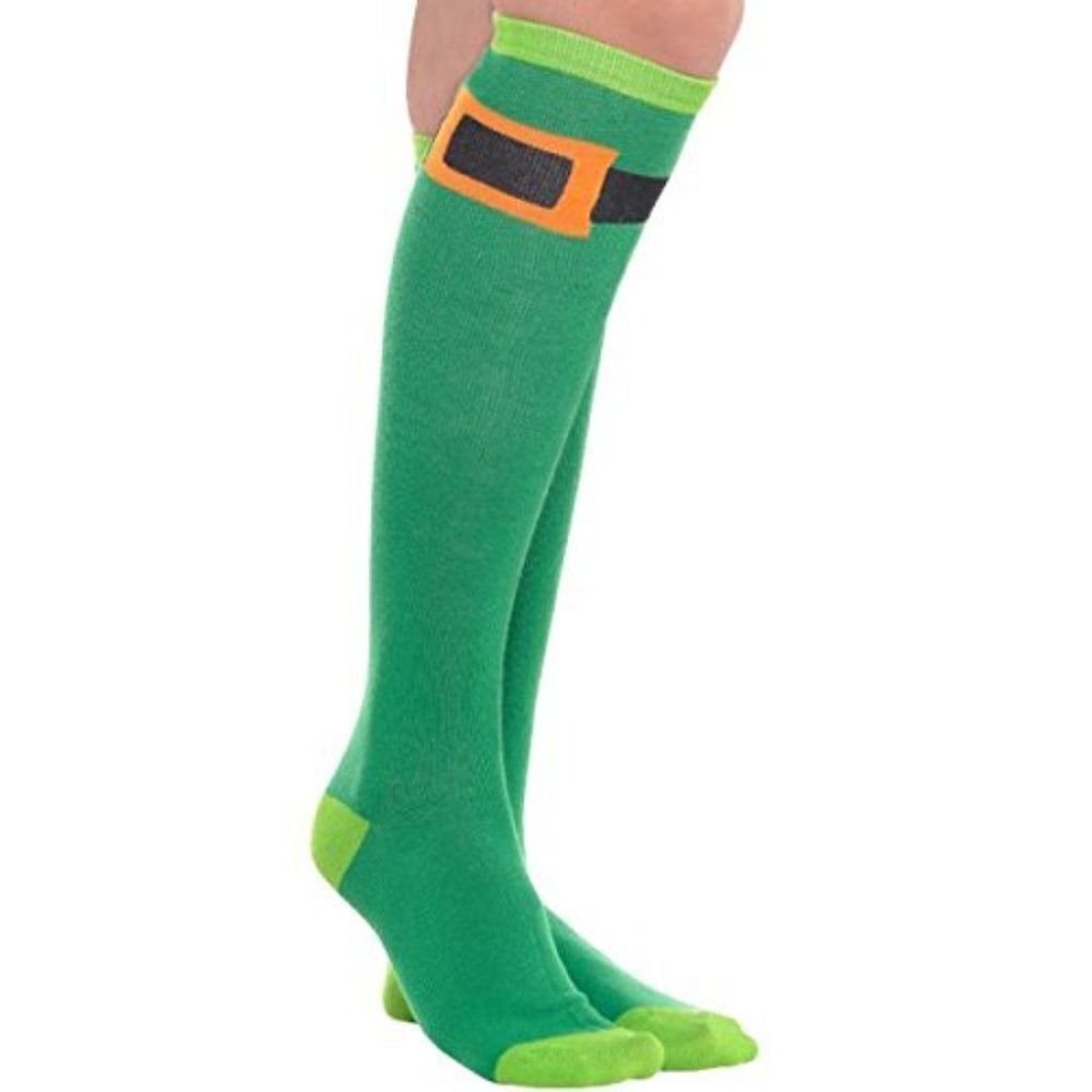 Amscan Leprechaun St Patrick's Day Green Irish Belts Knee High Socks One Size